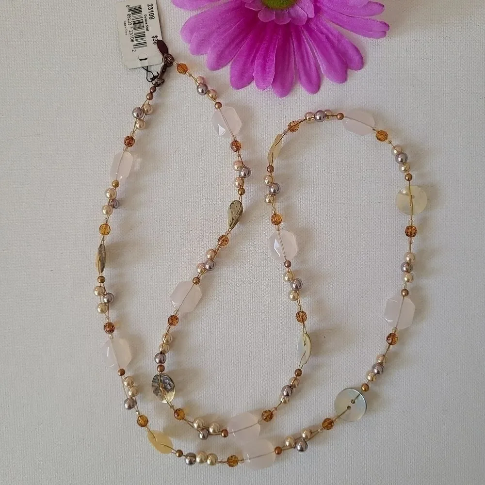 Cookie Lee Bead & Genuine Shell Convert. Necklace